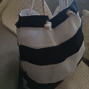 Striped Black and White Tote Bag